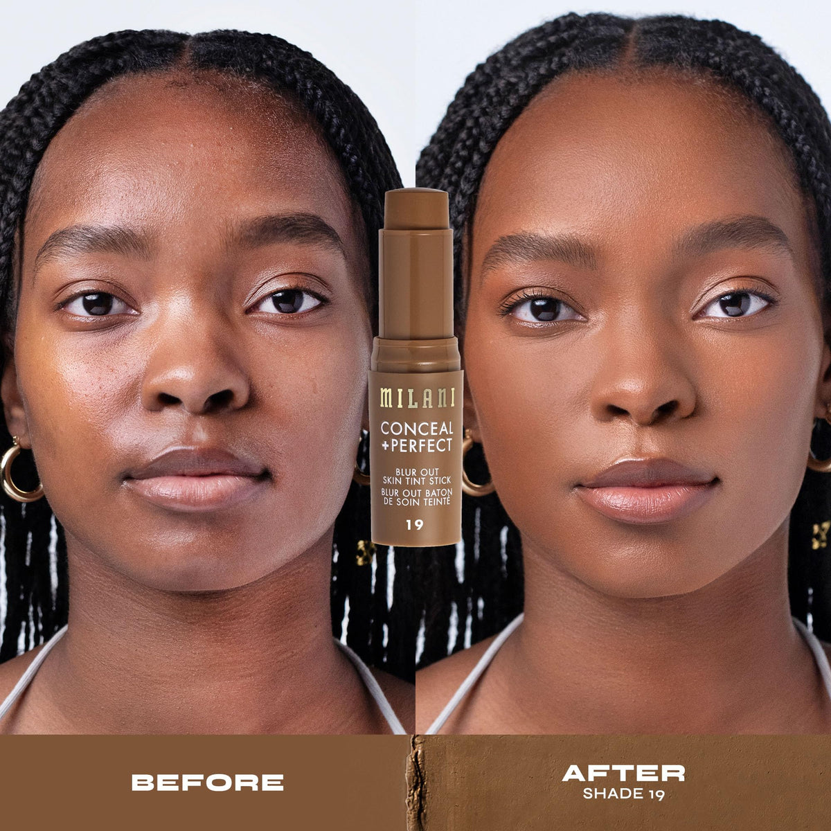 Milani Conceal + Perfect Blur Out Skin Tint Foundation 19-Deep Warm Golden blended on skin