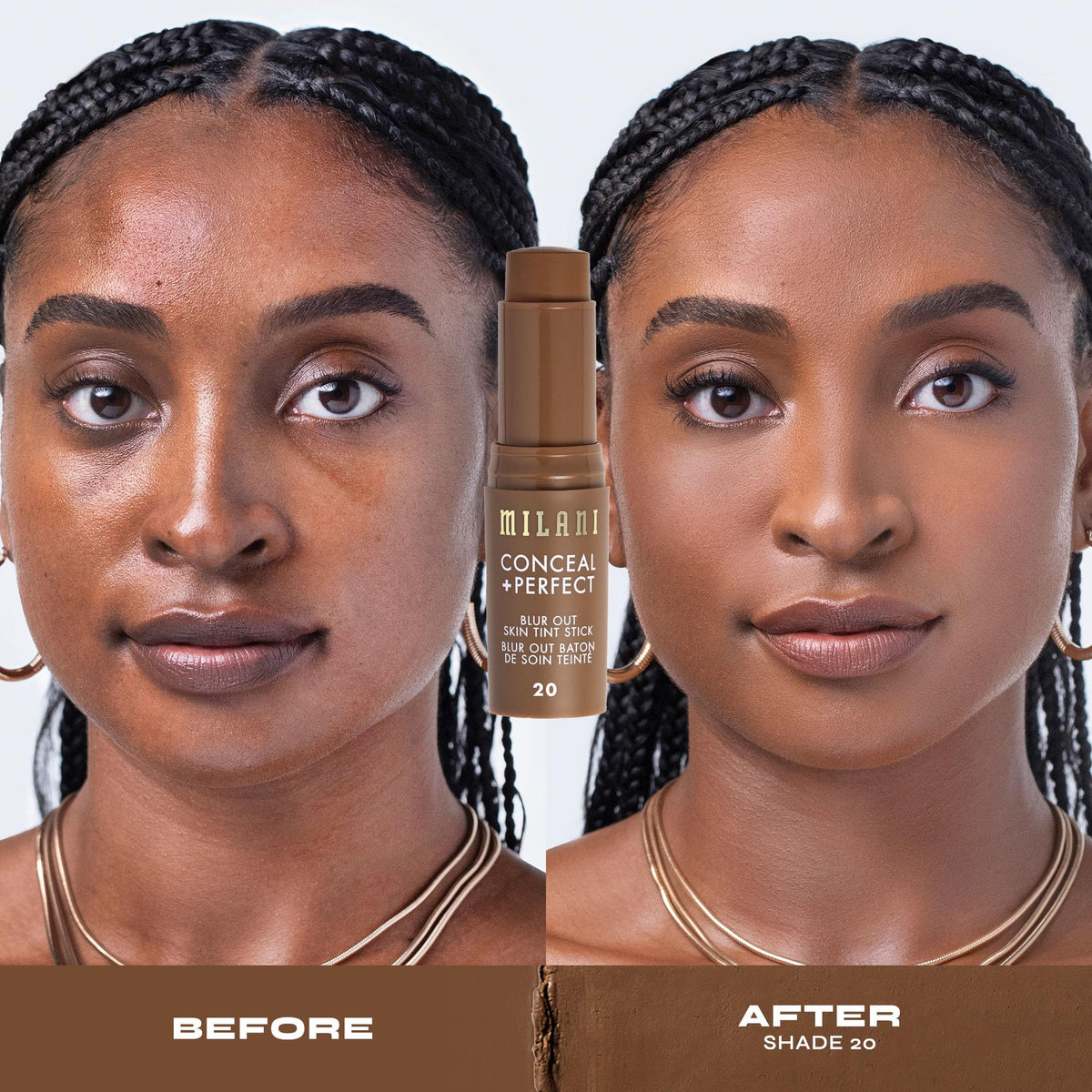 Milani Conceal + Perfect Blur Out Skin Tint Foundation 20-Deep Red shade range