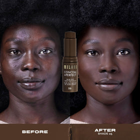 Milani Conceal + Perfect Blur Out Skin Tint Foundation 25-Rich Cool-Neutral on diverse skin tones