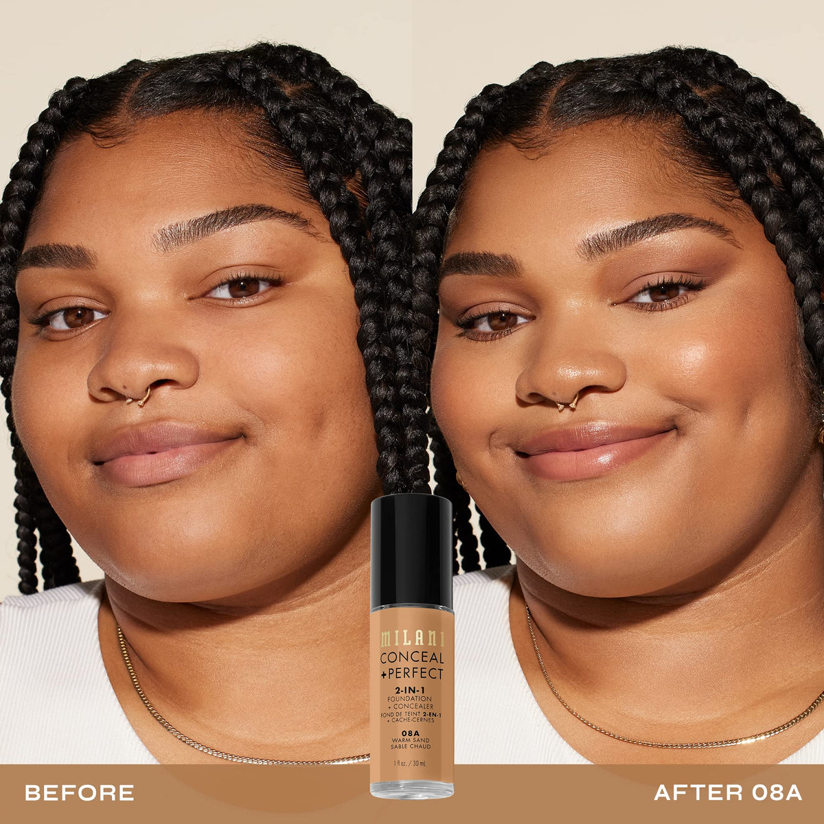 Milani Conceal + Perfect Liquid Foundation bottle with pump
