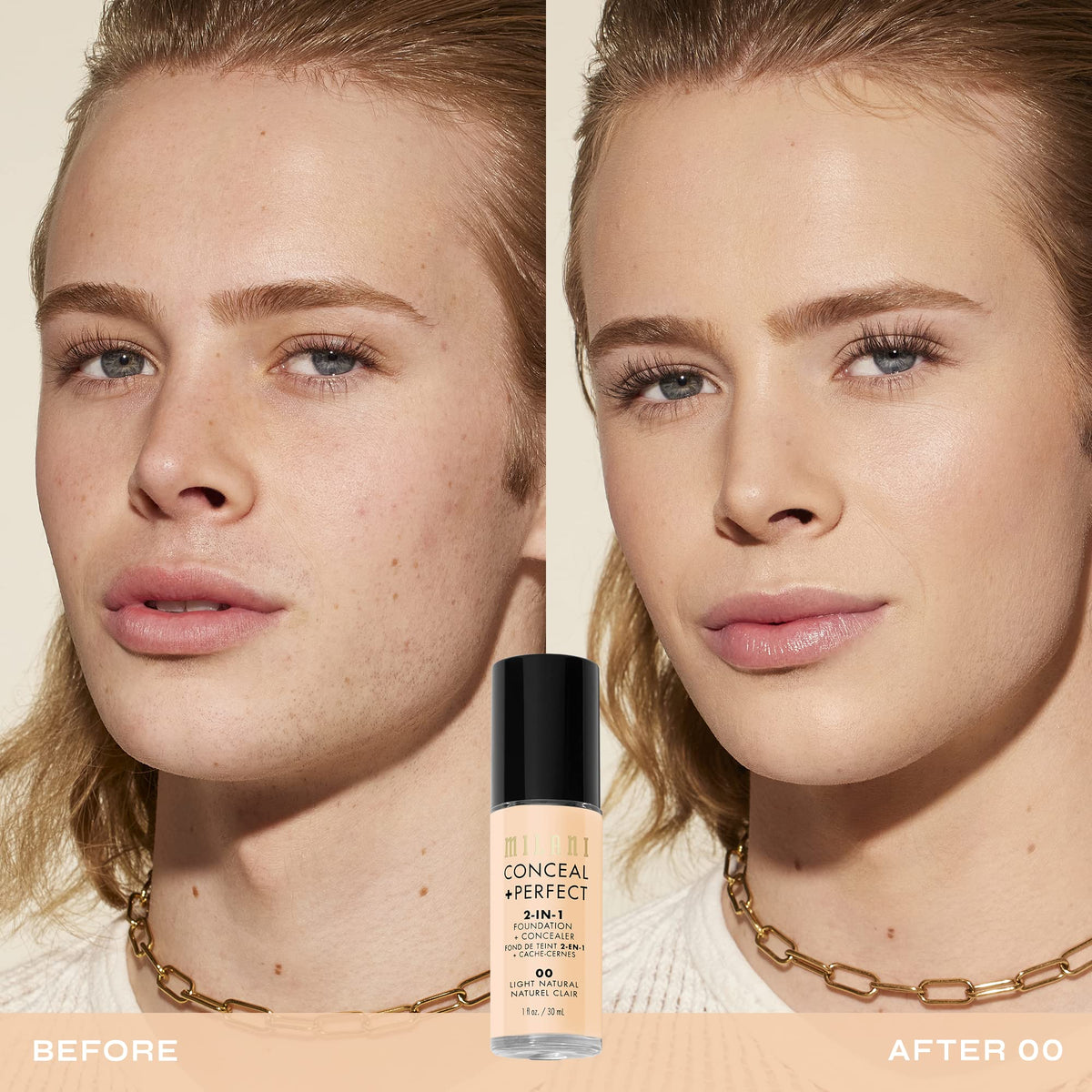 Milani Conceal + Perfect Liquid Foundation Light Neutral side view