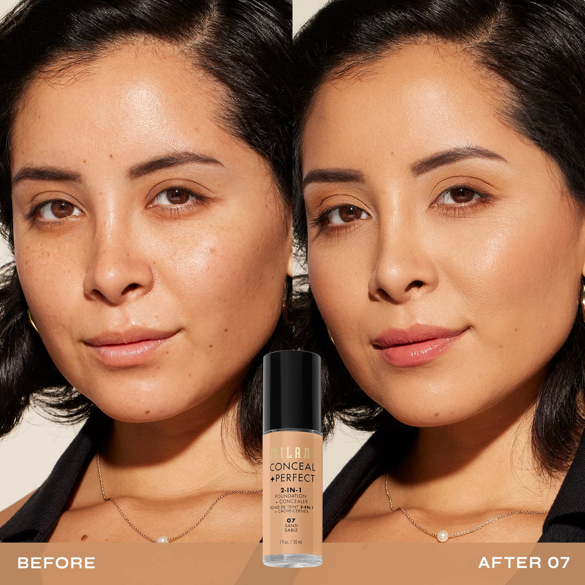 Milani Conceal + Perfect Liquid Foundation Sand - back view