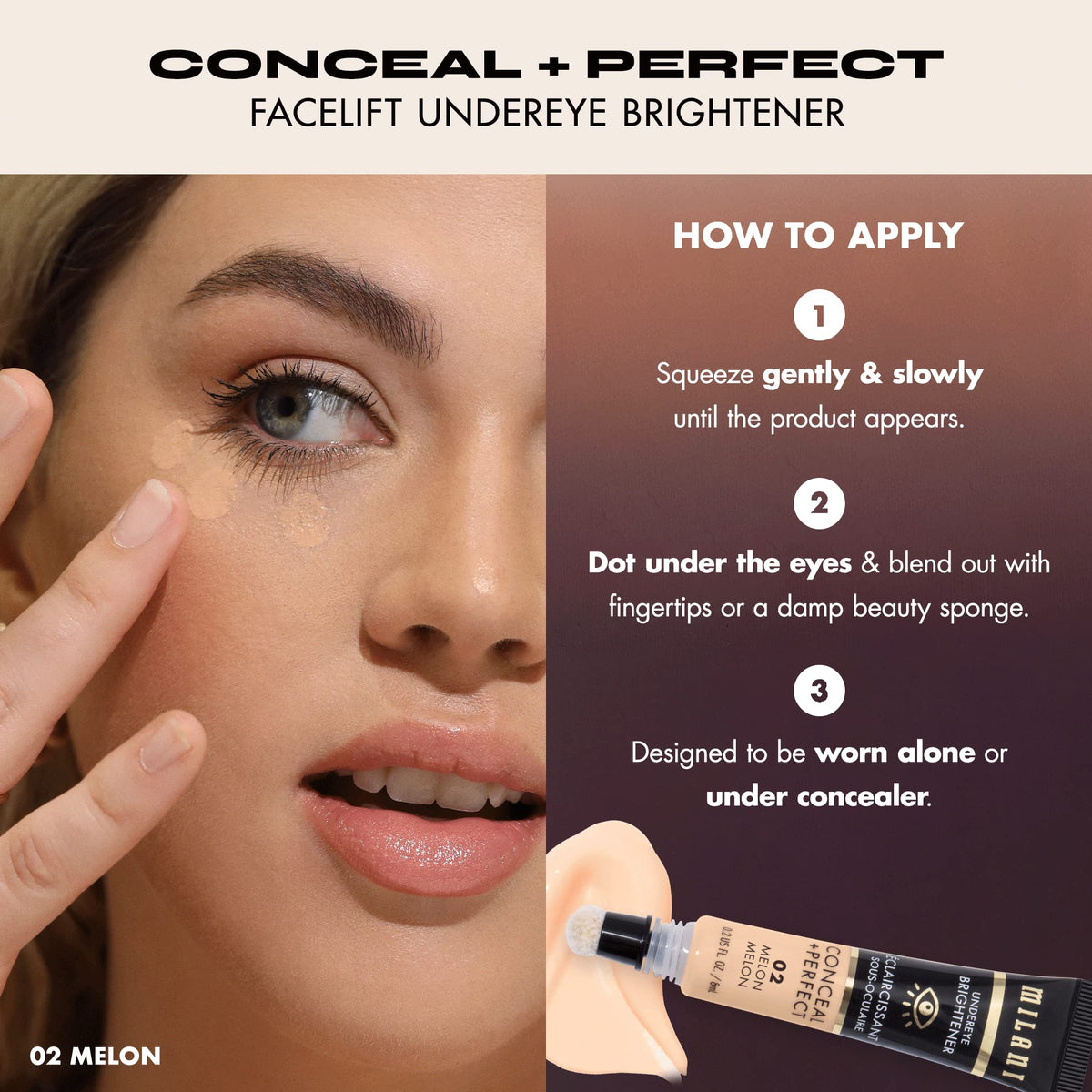 Milani Conceal + Perfect Liquid Undereye Brightener Nectar texture close-up
