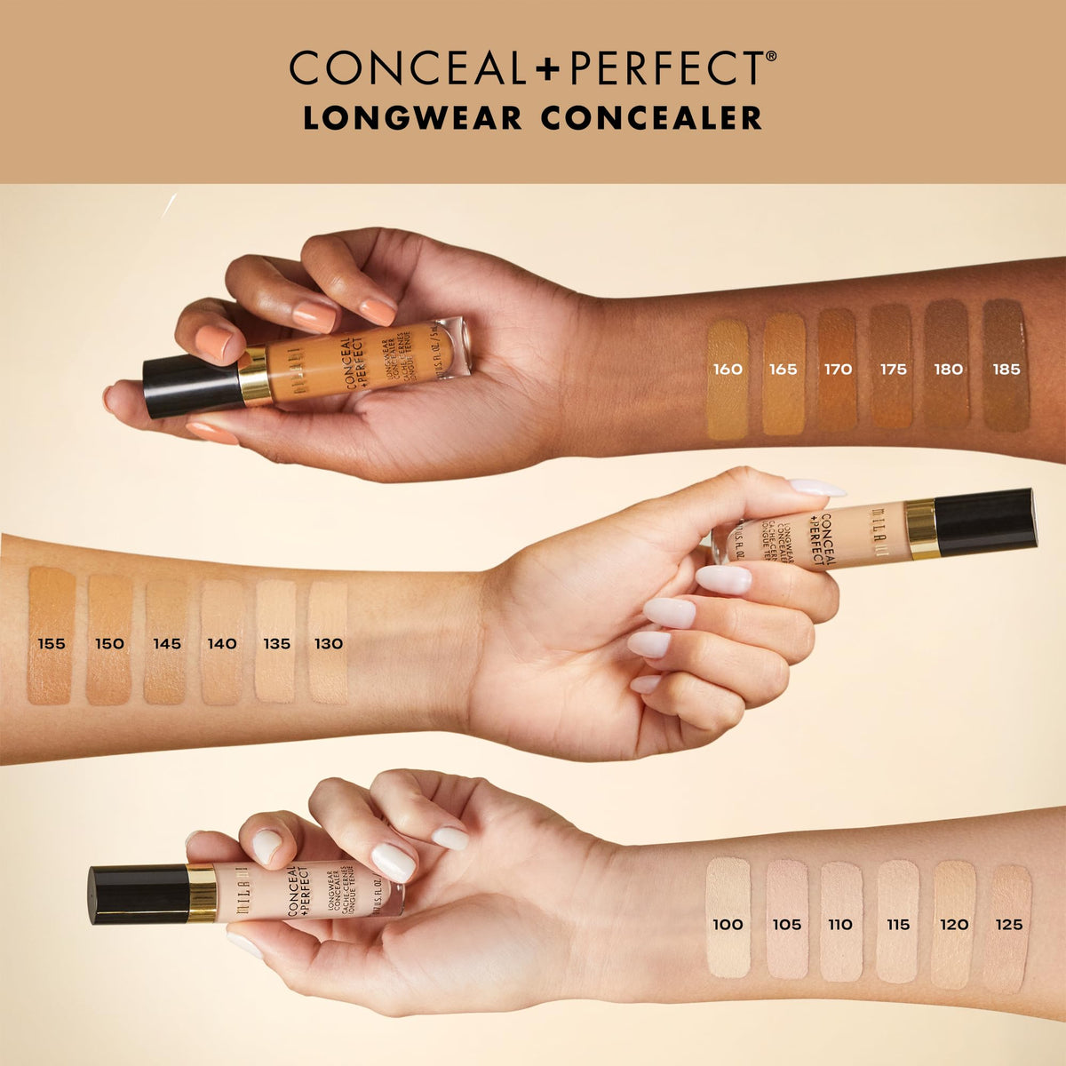 Milani Conceal + Perfect Longwear Concealer Cool Toffee swatch on skin