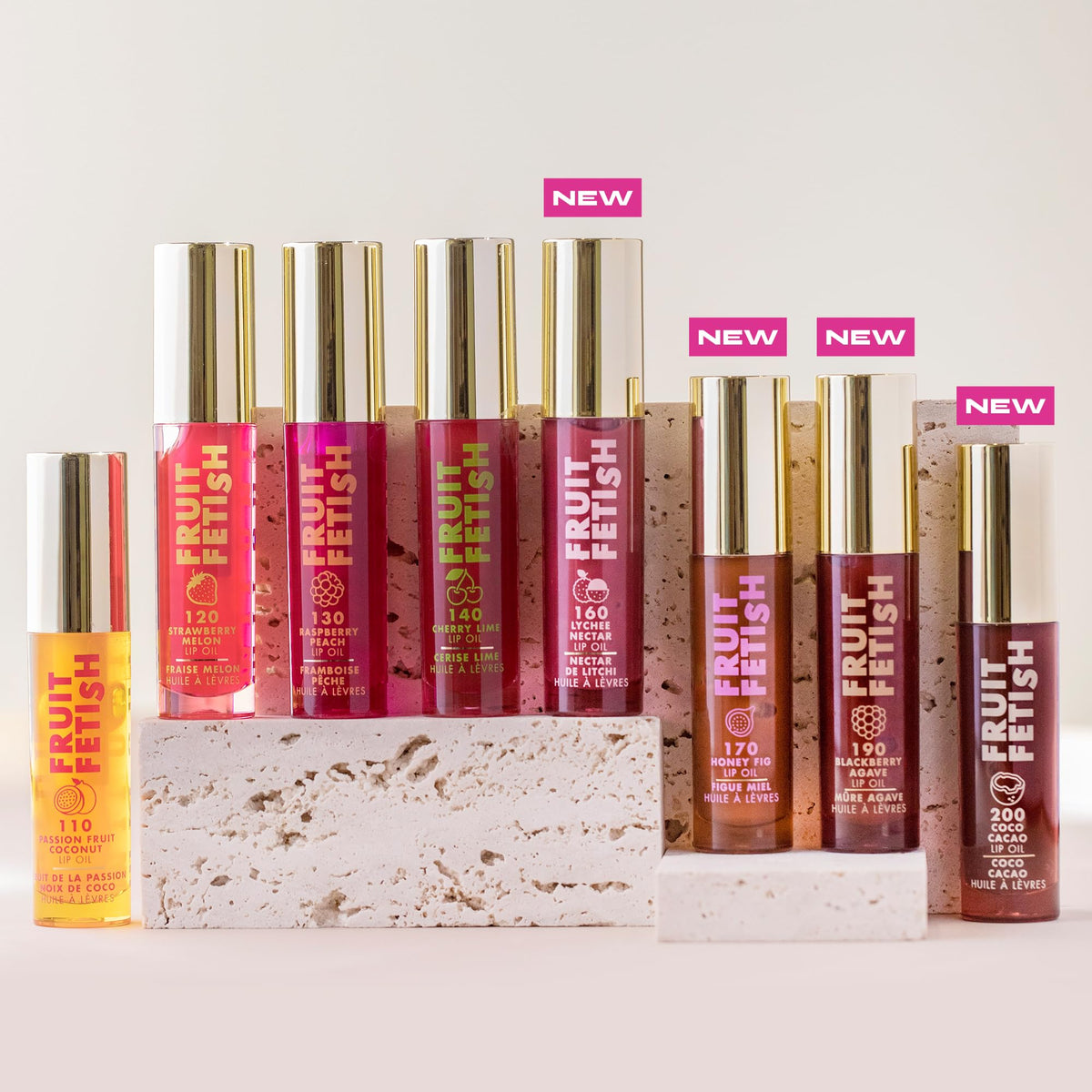 Milani Fruit Fetish Lip Oil Coco Cacao with other makeup products
