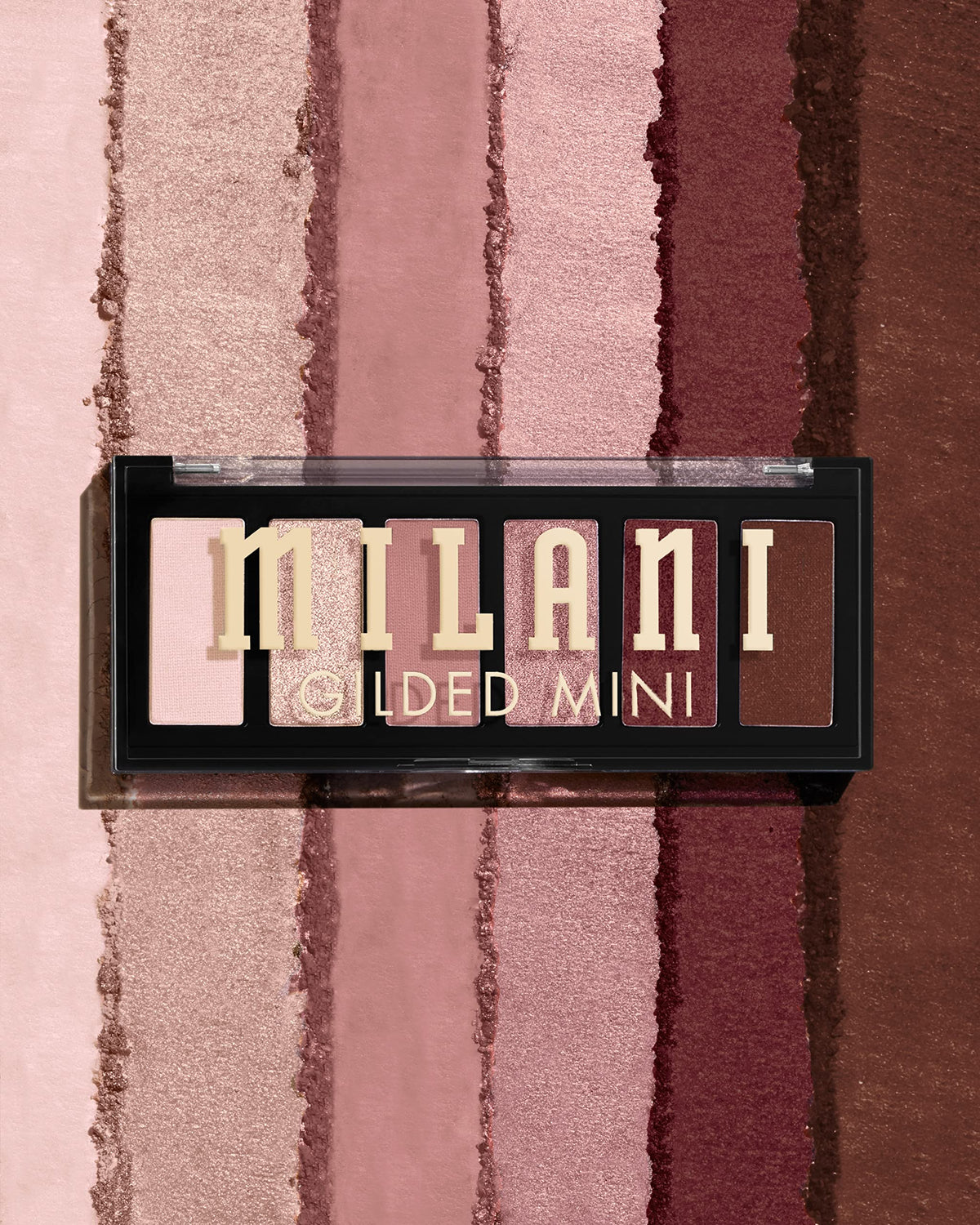 Milani Gilded Mini Eyeshadow Palette The Wine Down showing matte and shimmer shades