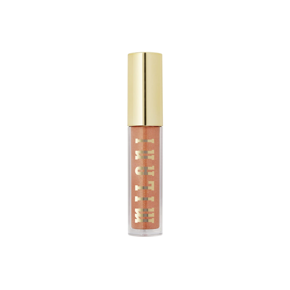Milani lip gloss on vanity with makeup accessories