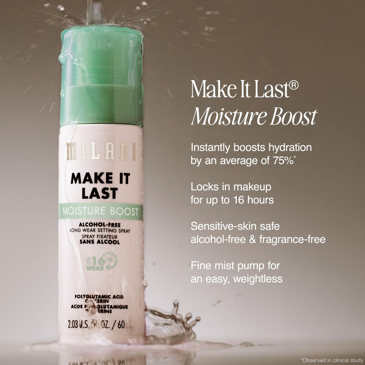 Milani Make It Last Moisture support Setting Spray back view