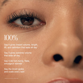 Milani mascara applied on lashes for amplified volume