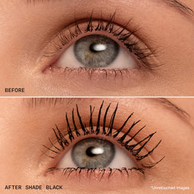 Milani mascara applied on lashes for lengthening effect