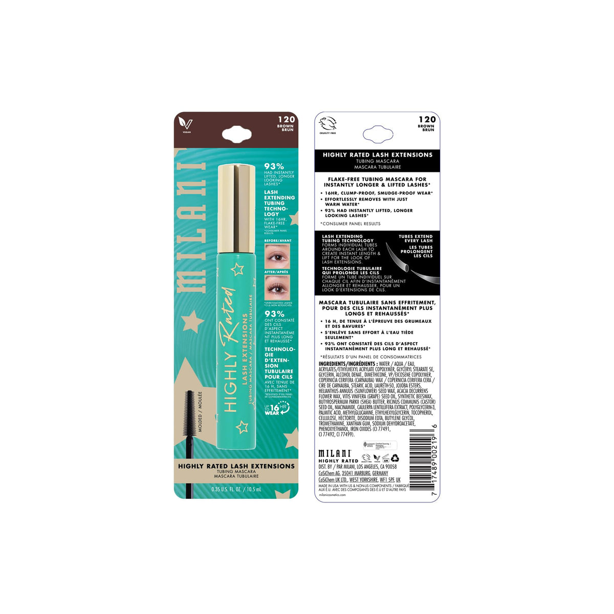 Milani mascara wand close-up showing brush bristles