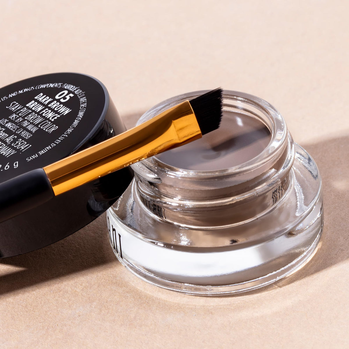 Milani Stay Put Brow Color Soft Brown application on brows