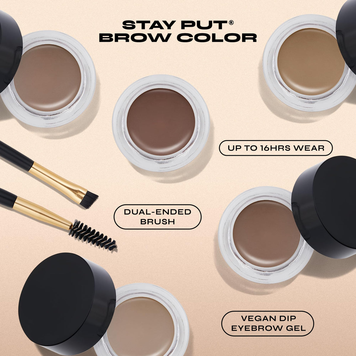Milani Stay Put Brow Color Soft Brown dual-ended brush and spoolie