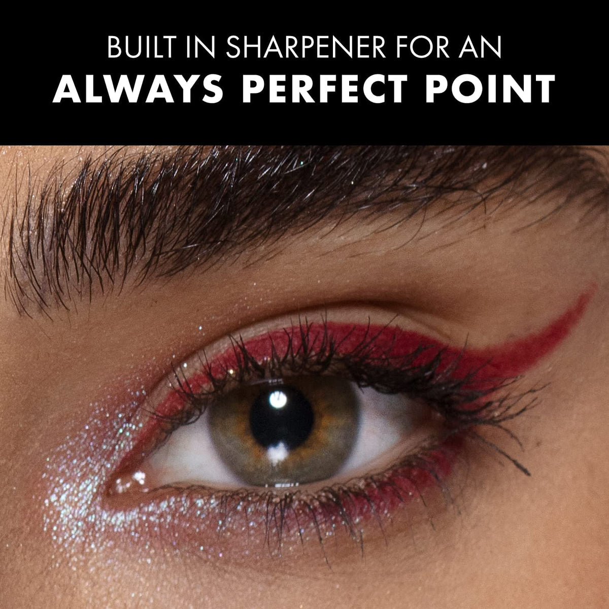 Milani Stay Put Eyeliner Pencil applied on eyelid