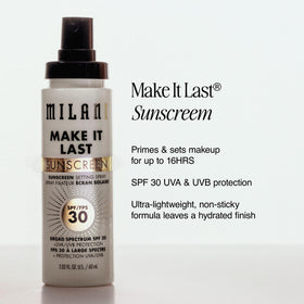 Milani Sunscreen Setting Spray SPF 30 mist application