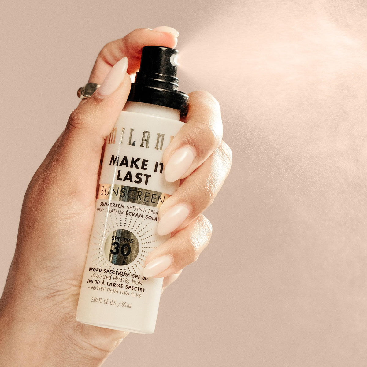 Milani Sunscreen Setting Spray SPF 30 on vanity