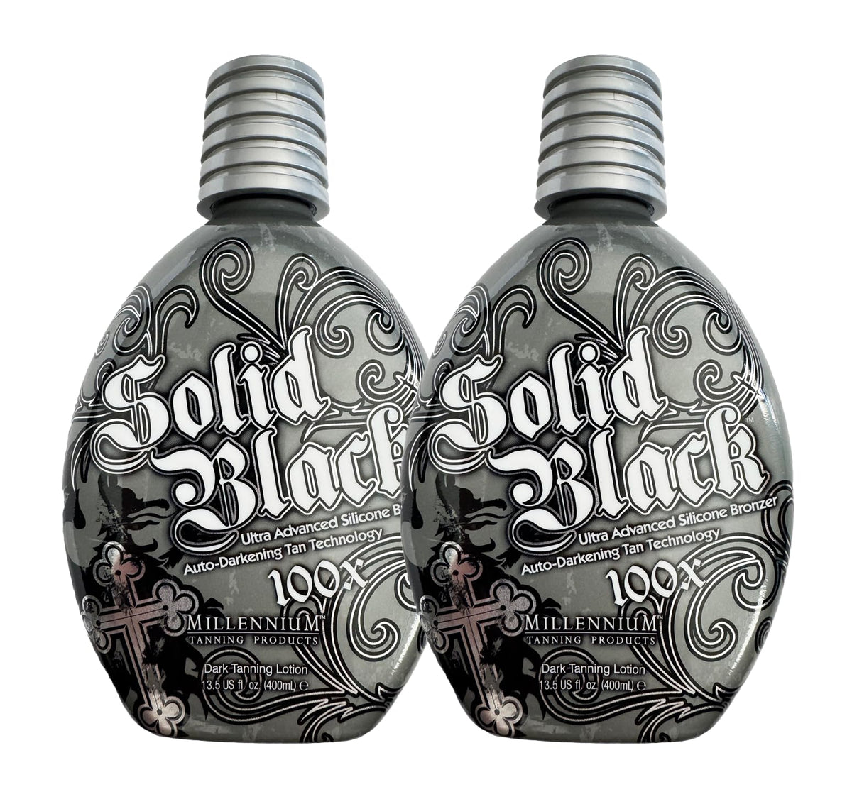 Millennium Tanning Solid Black 100X Dark Tanning Lotion front view