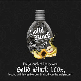 Millennium Tanning Solid Black 100X Dark Tanning Lotion on a beach