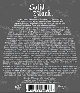 Millennium Tanning SOLID BLACK 100X Dark Tanning Lotion packaging