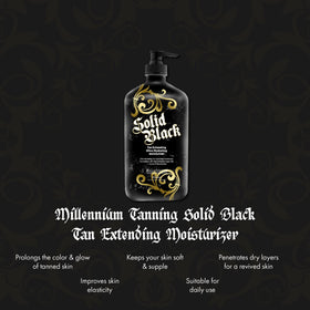 Millennium Tanning Solid Black Tan Extender Moisturizer back view