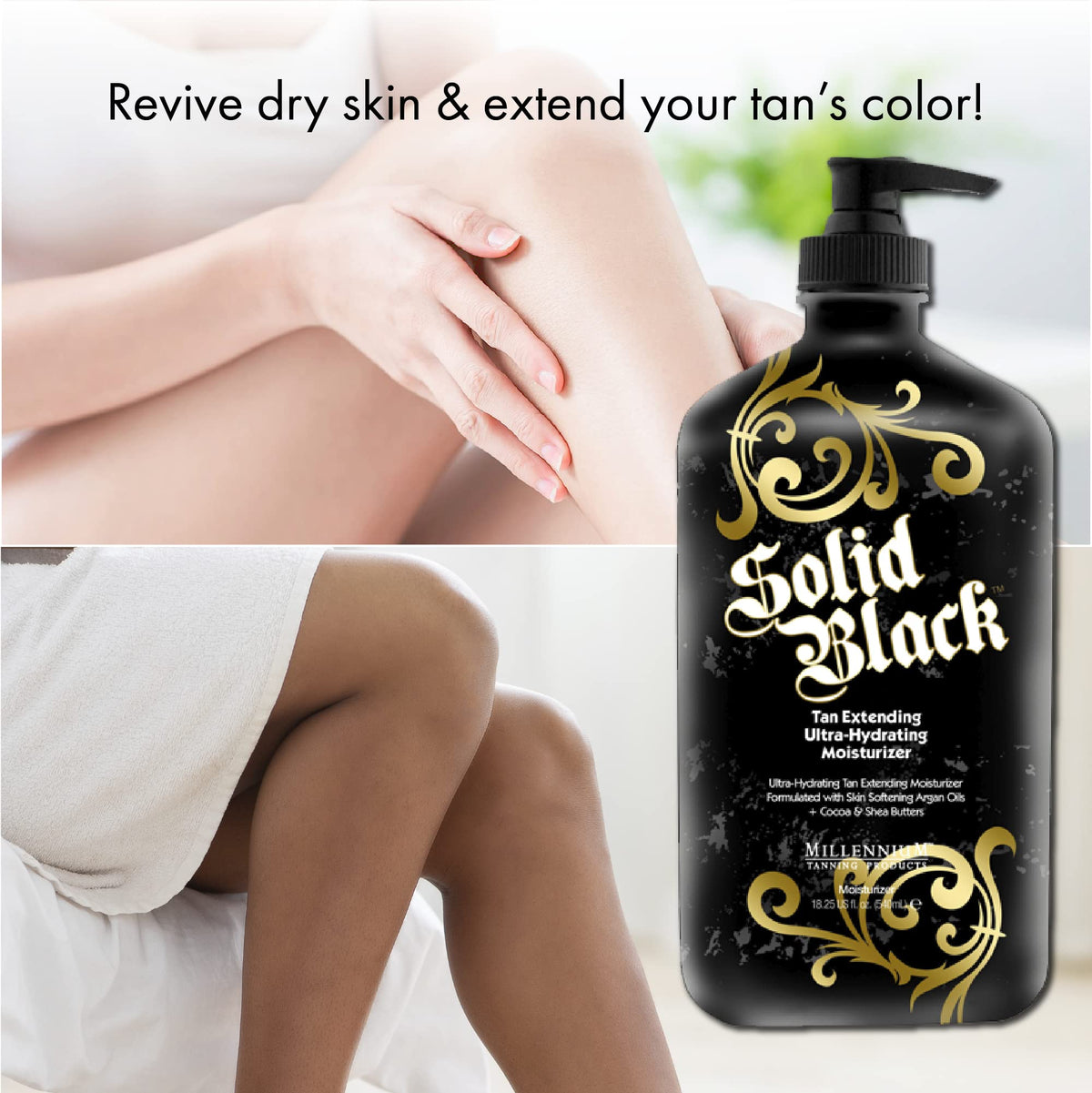 Millennium Tanning Solid Black Tan Extender Moisturizer with pump