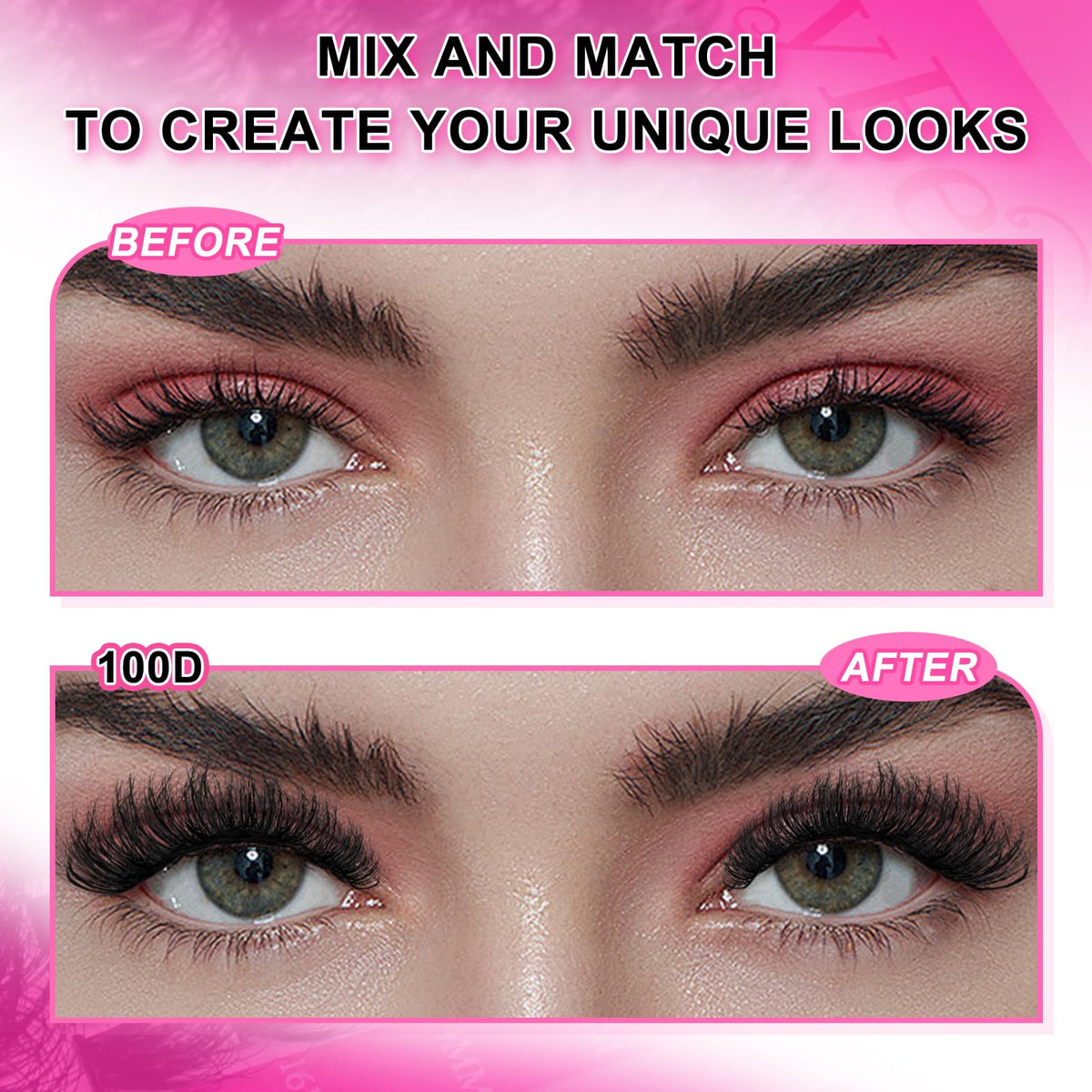 MilyBest 100D lash clusters displayed on a model