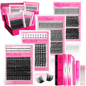 MilyBest 808pcs Lash Clusters Kit front view with all accessories