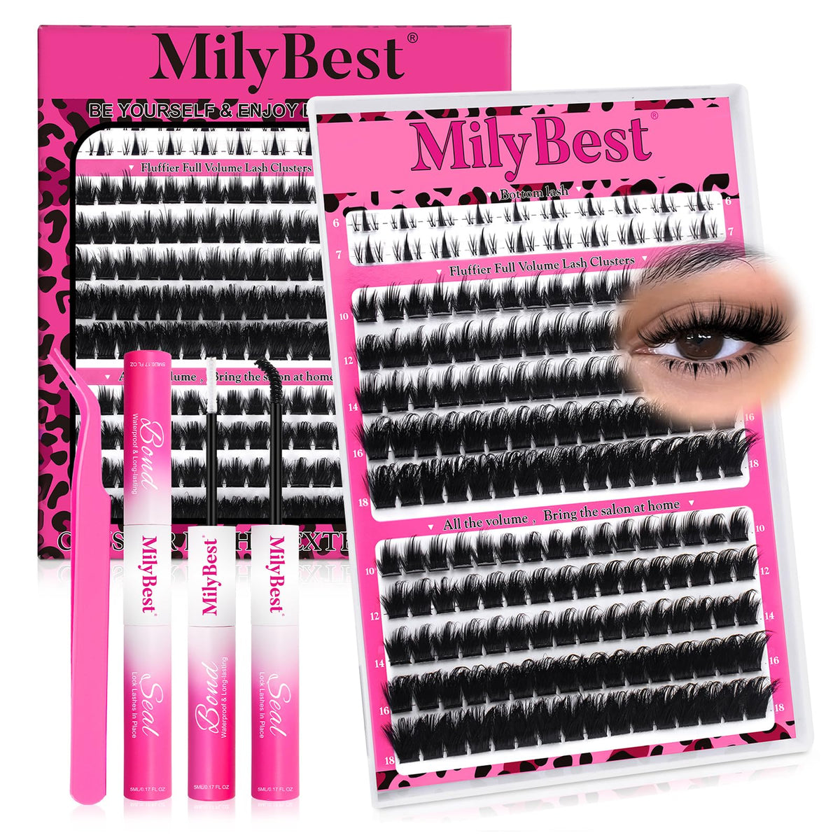 MilyBest Cove Lash Clusters Kit with spiky cluster tray and tweezers