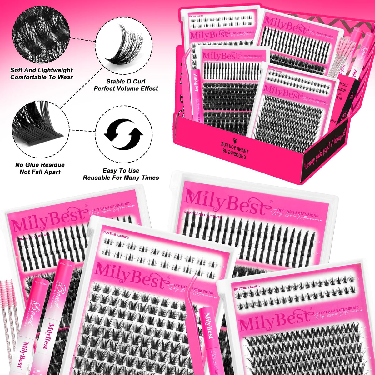 MilyBest eyelash and eyebrow brushes set