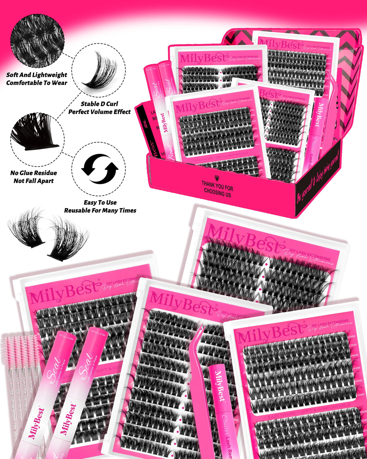 MilyBest Eyelash & Eyebrow Brushes included in kit