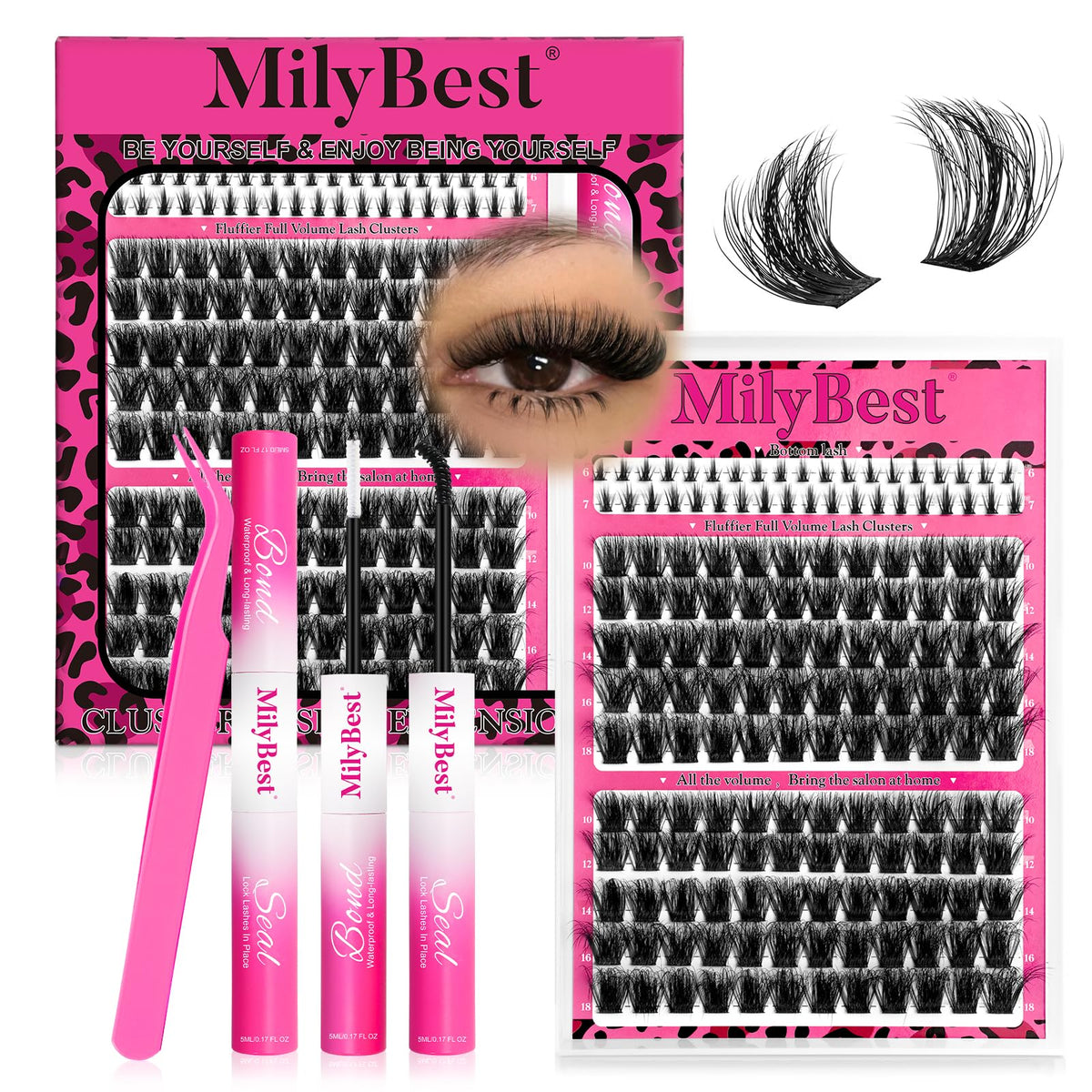 MilyBest Fable Lash Clusters Kit front view with spiky lashes