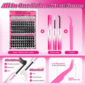 MilyBest Fable Lash Clusters Kit showing different lash lengths
