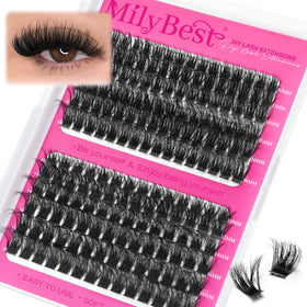 MilyBest Fluffy Lash Clusters front view showing various lengths