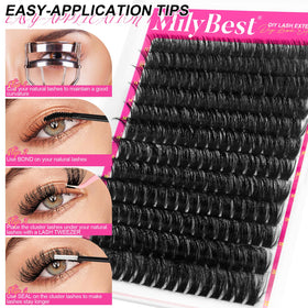 MilyBest Fluffy Lash Clusters Kit contents laid out on a table
