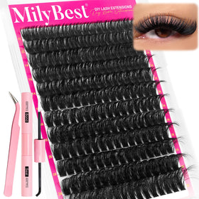 MilyBest Fluffy Lash Clusters Kit in use with application process