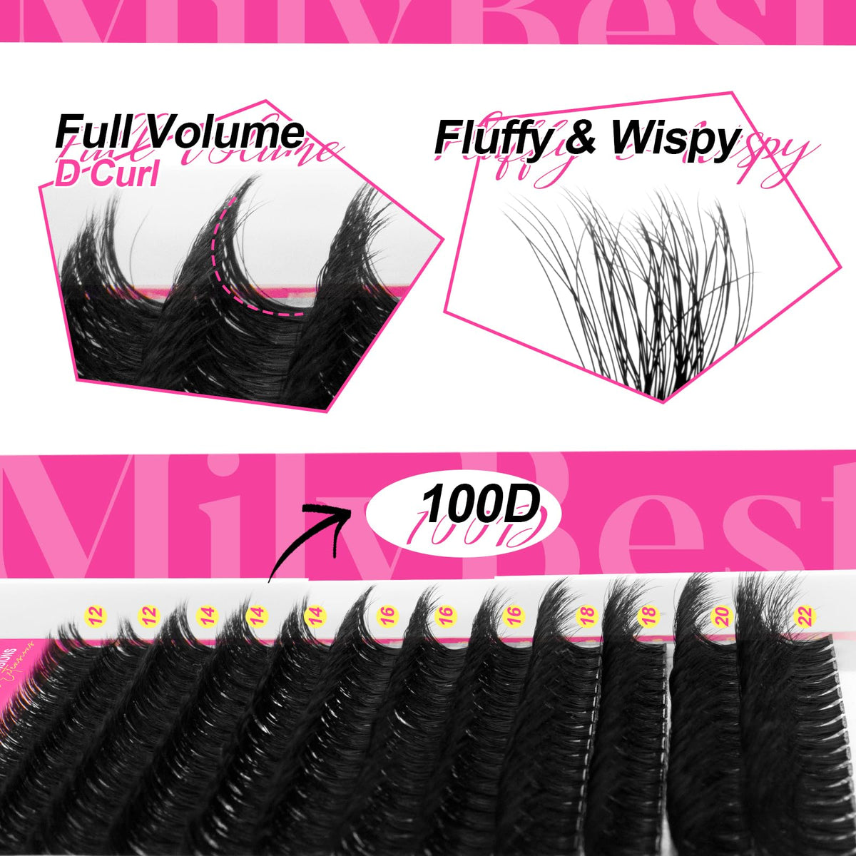 MilyBest Fluffy Lash Clusters Kit with precision tweezers and glue