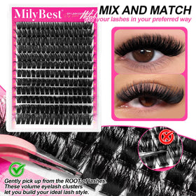 MilyBest Fluffy Lash Clusters layered volume effect demonstration