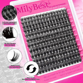 MilyBest Fluffy Lash Clusters packaging showing D Curl