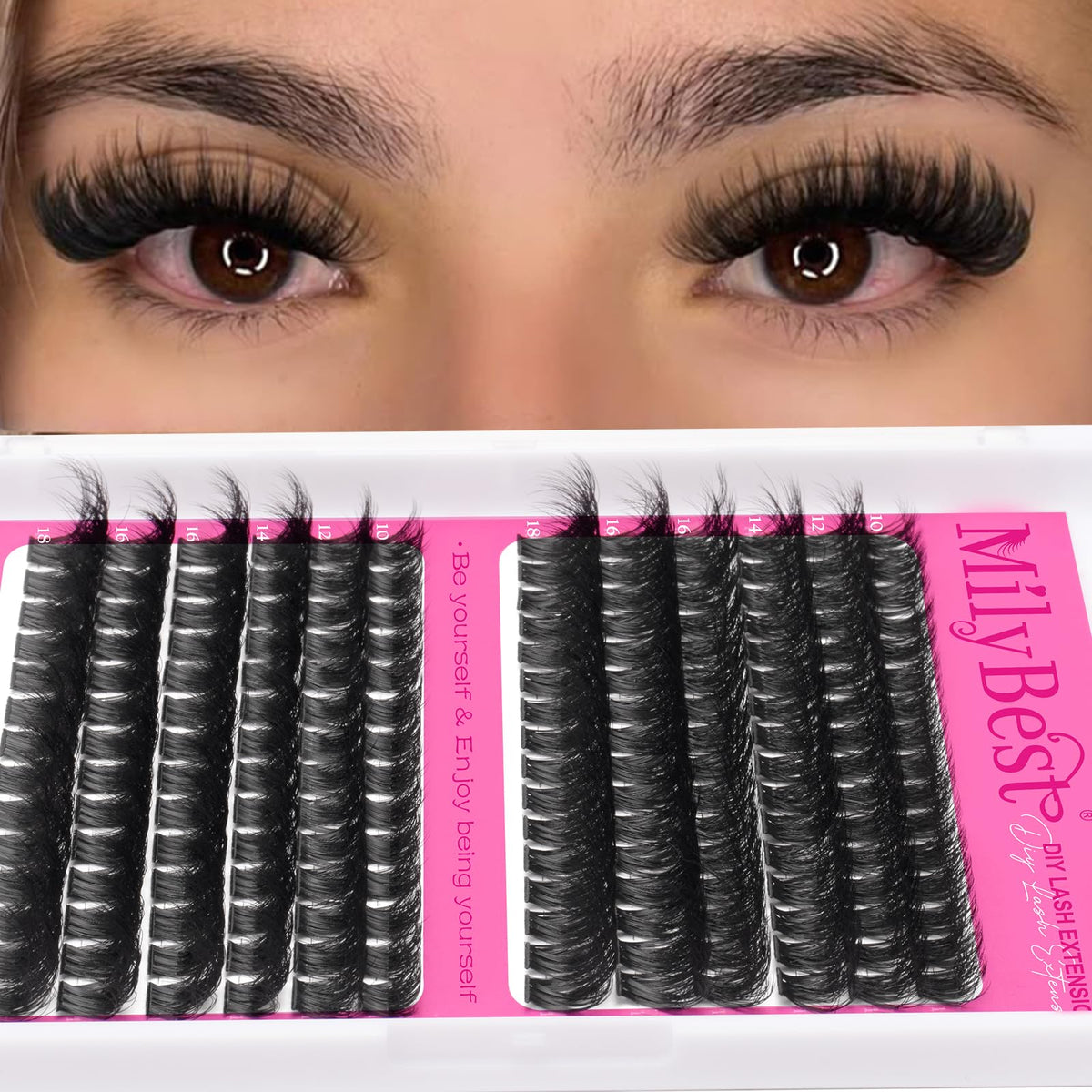 MilyBest Fluffy Lash Clusters showing fluffy volume effect