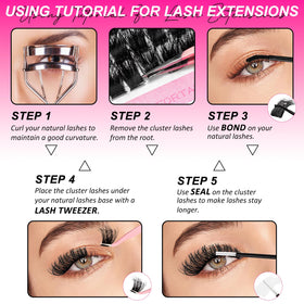 MilyBest Fluffy Lash Clusters with glue application instructions