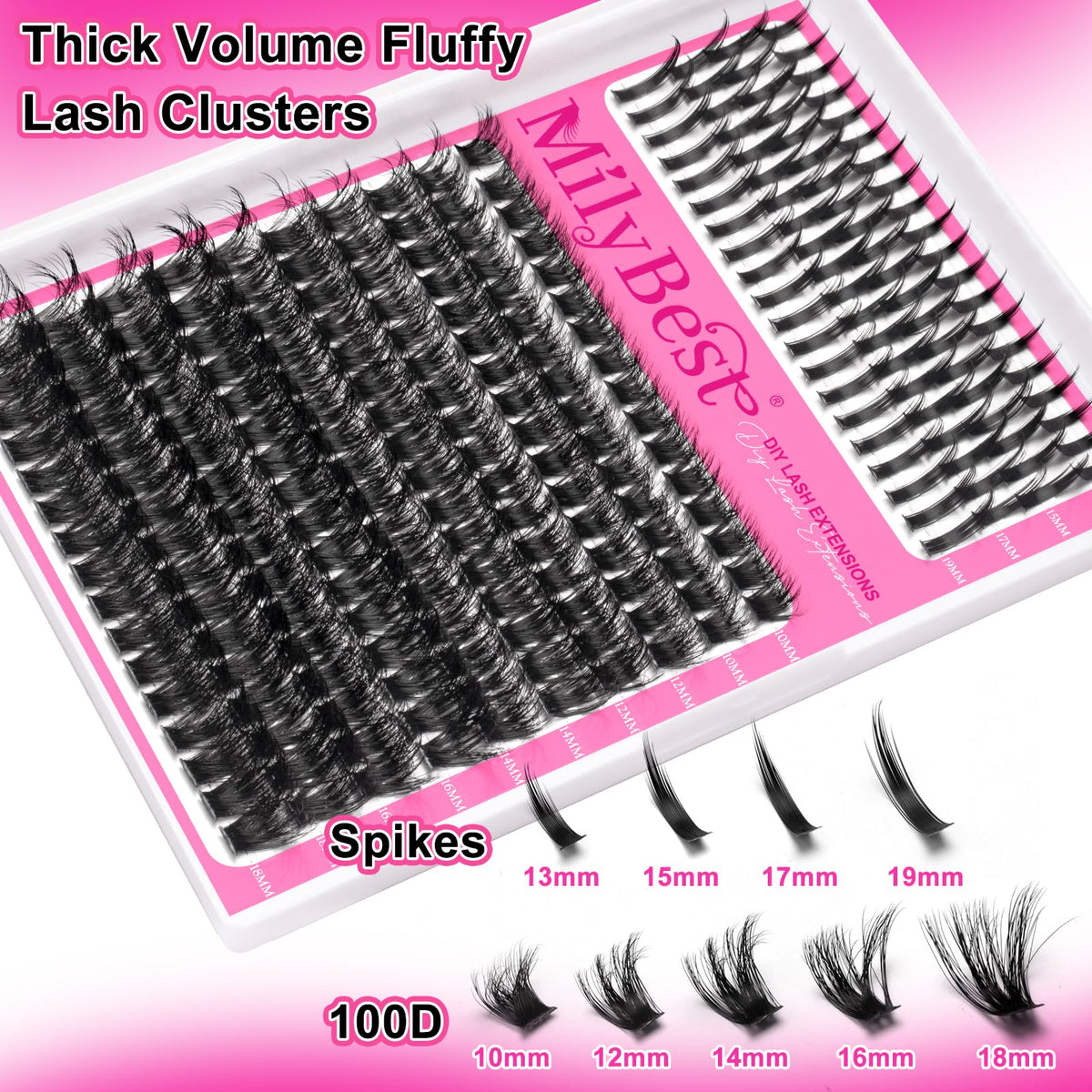 MilyBest Lash Clusters 100D D Curl applied on model's eyes