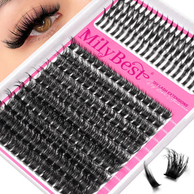 MilyBest Lash Clusters 100D D Curl front view with 5 lengths