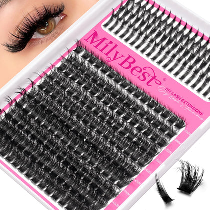 MilyBest Lash Clusters 100D D Curl front view with 5 lengths