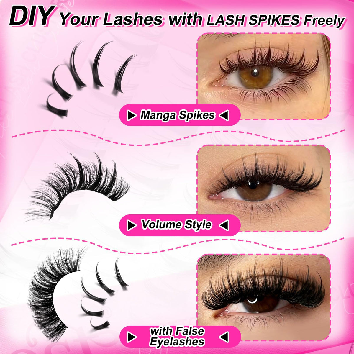 MilyBest Lash Clusters 100D D Curl side view showing fluffy volume
