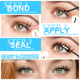 MilyBest lash clusters applied on a model's eyes