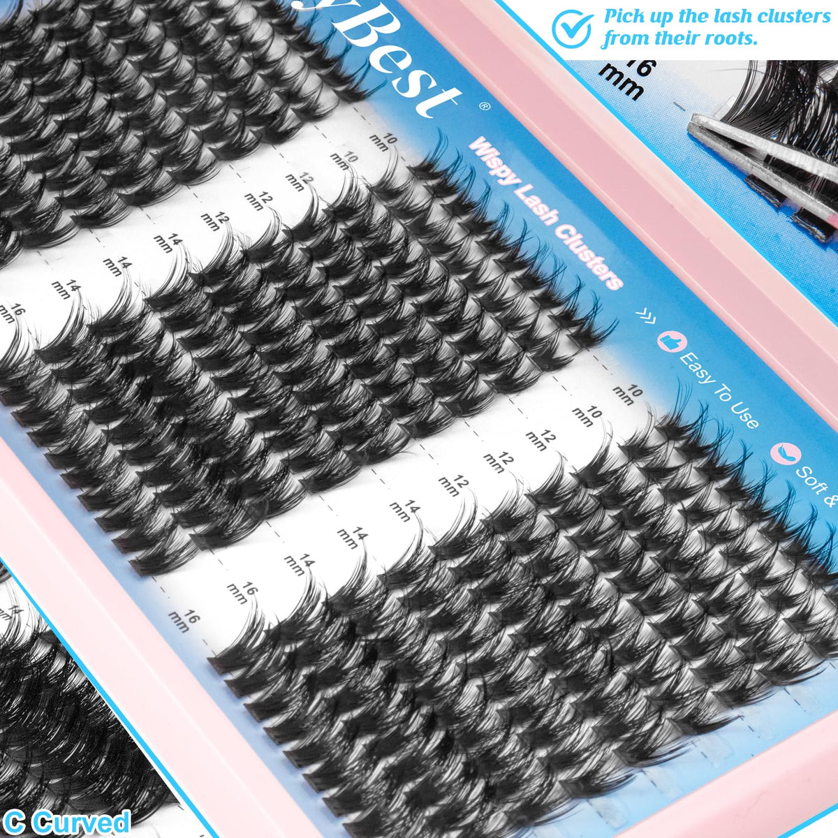 MilyBest lash clusters in various lengths from 10-16mm