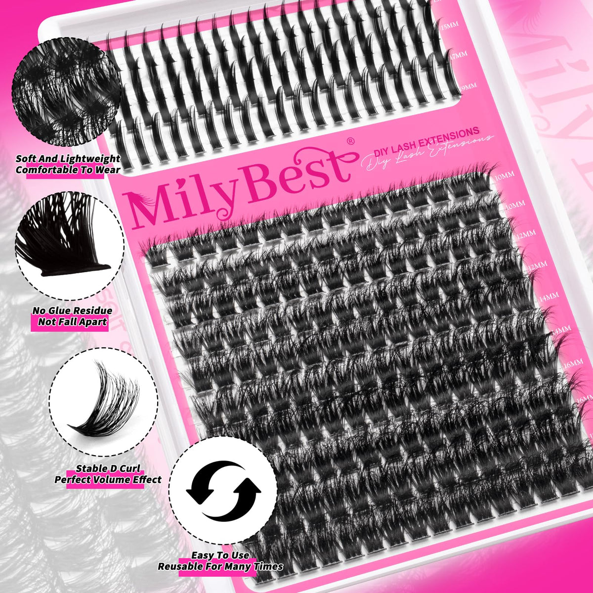 MilyBest Lash Clusters packaging with product details