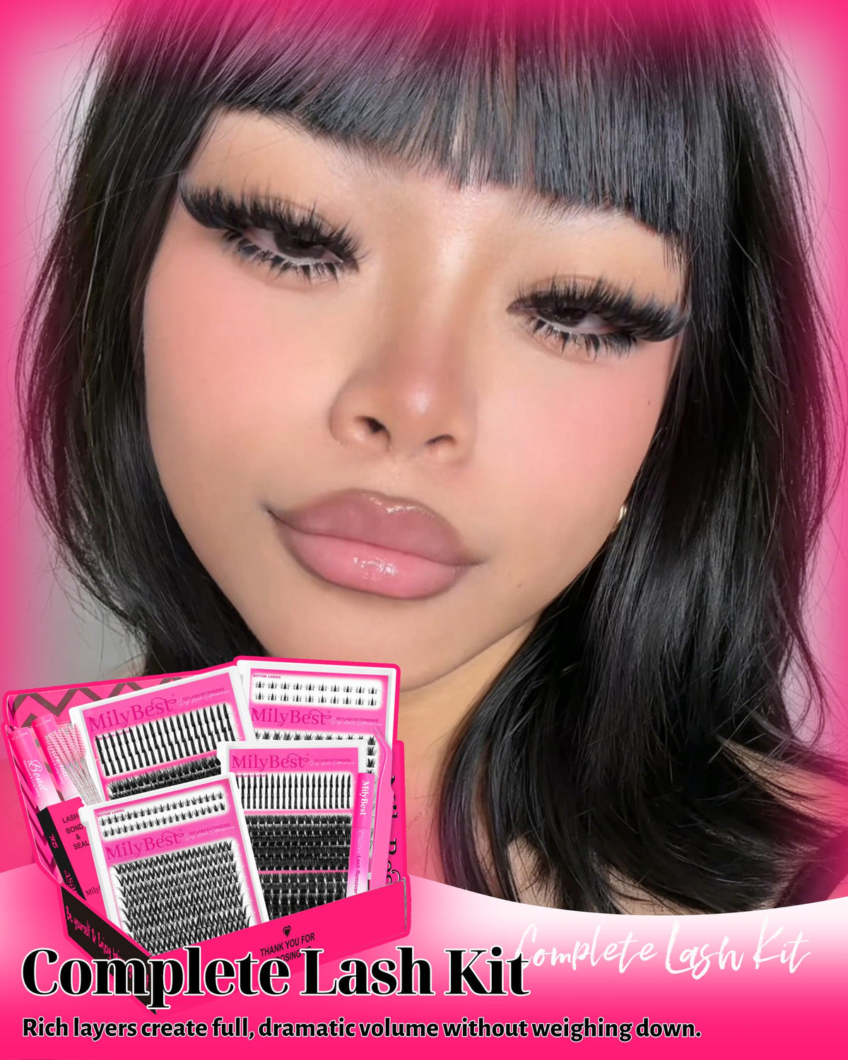 MilyBest lash clusters showing different densities