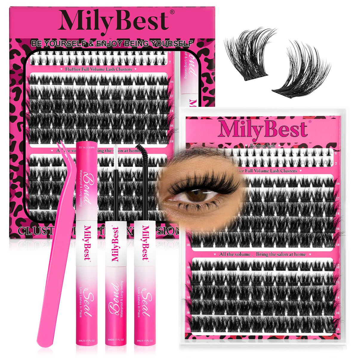 MilyBest Mist Lashes Clusters Kit front view with spiky lashes