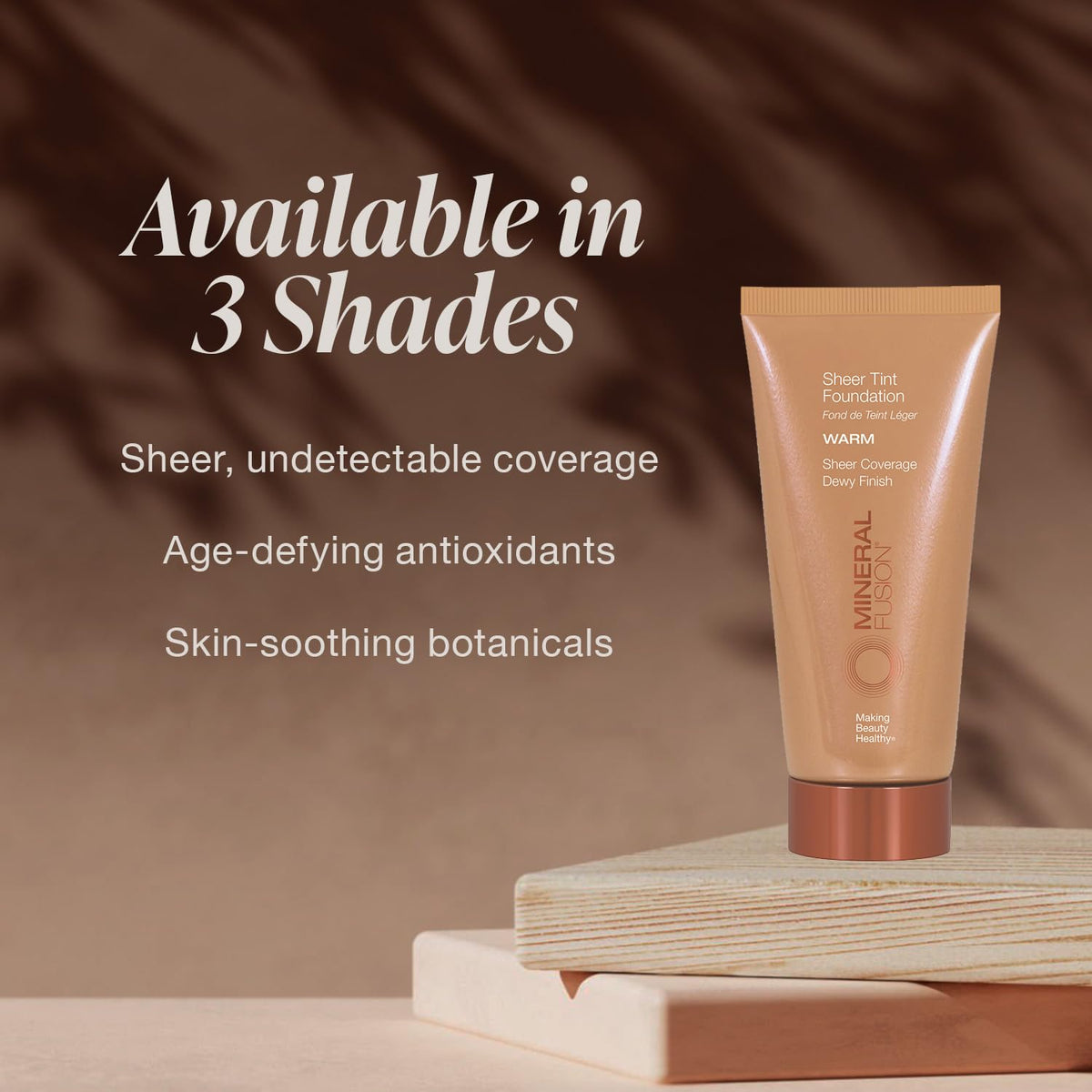 Mineral Fusion Sheer Tint Foundation Olive swatch on skin